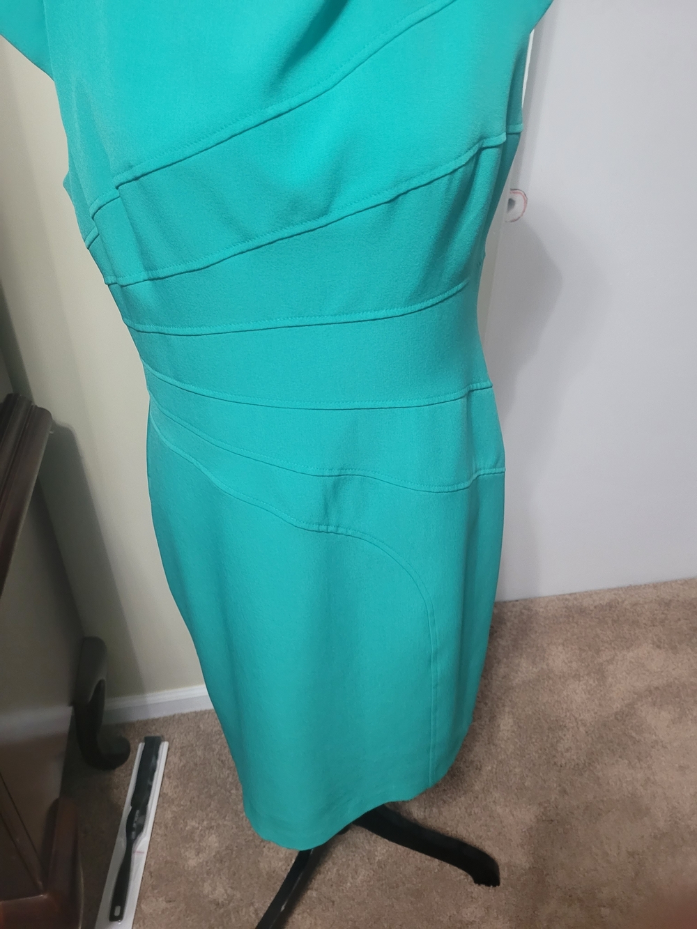 Women’s Teal Sheath Dress - Sleek Structured Design Suze 14
